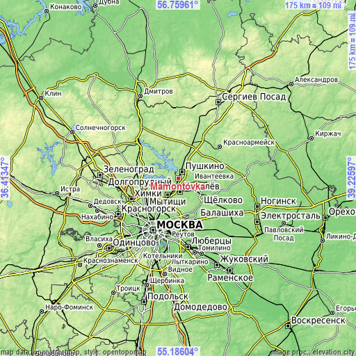 Topographic map of Mamontovka