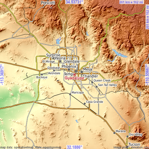Topographic map of Guadalupe