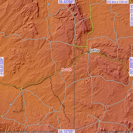 Topographic map of Houck