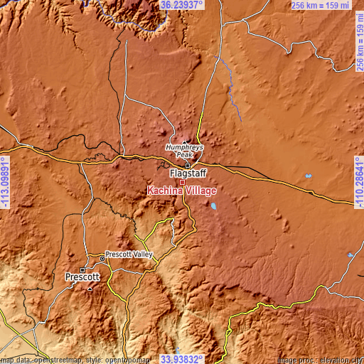 Topographic map of Kachina Village