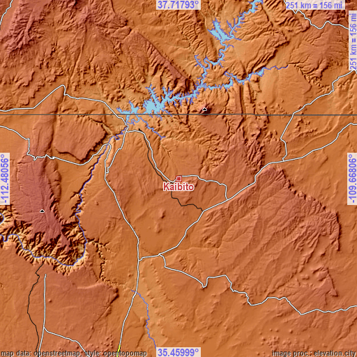 Topographic map of Kaibito