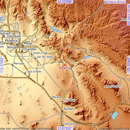 Topographic map of Kearny