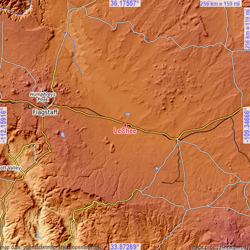 Topographic map of LeChee