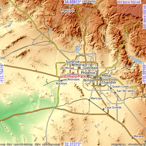 Topographic map of Litchfield Park