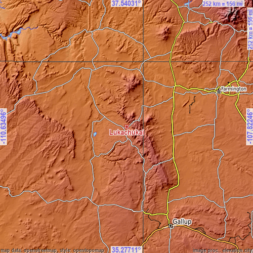 Topographic map of Lukachukai