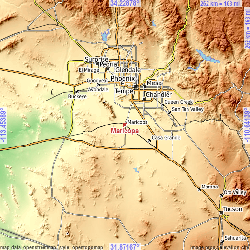 Topographic map of Maricopa