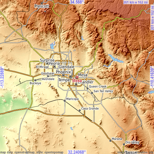 Topographic map of Mesa