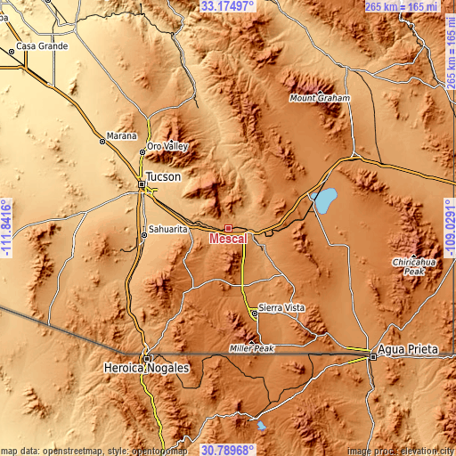 Topographic map of Mescal