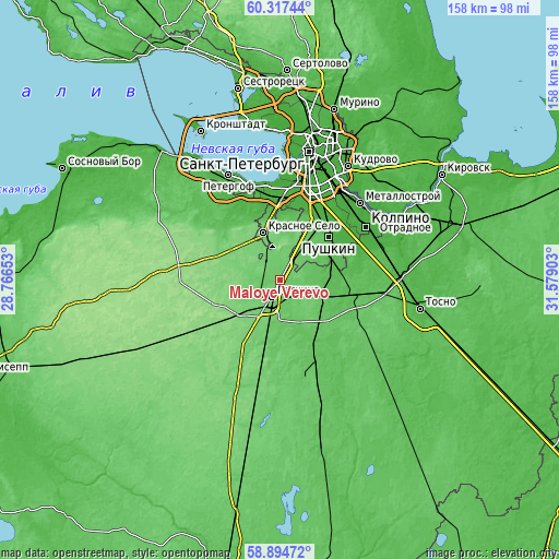 Topographic map of Maloye Verevo