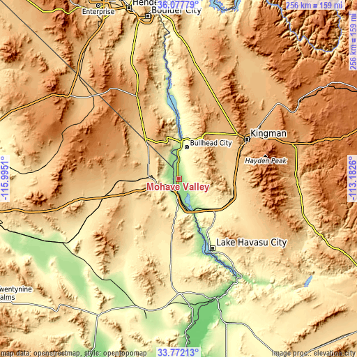Topographic map of Mohave Valley