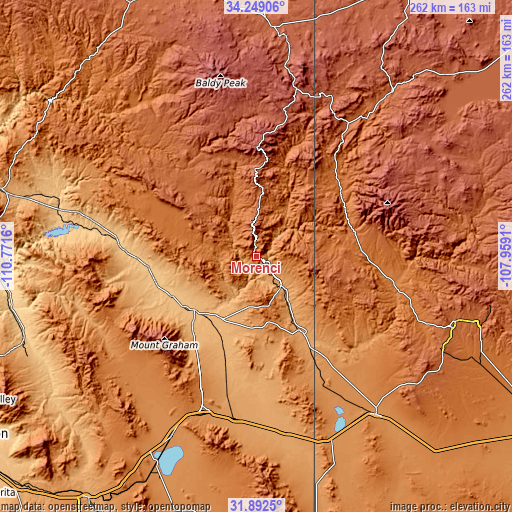 Topographic map of Morenci