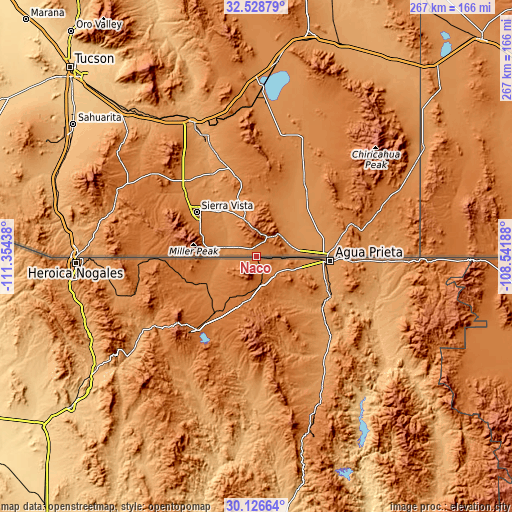 Topographic map of Naco