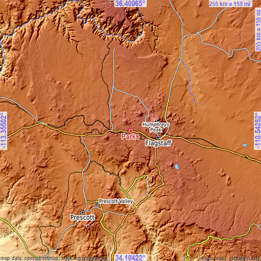 Topographic map of Parks