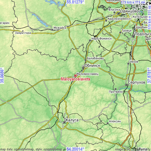Topographic map of Maloyaroslavets