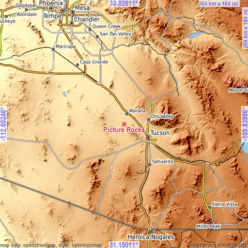 Topographic map of Picture Rocks