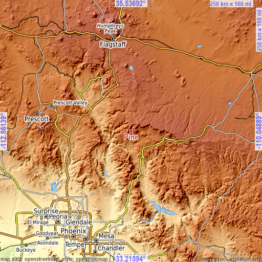 Topographic map of Pine