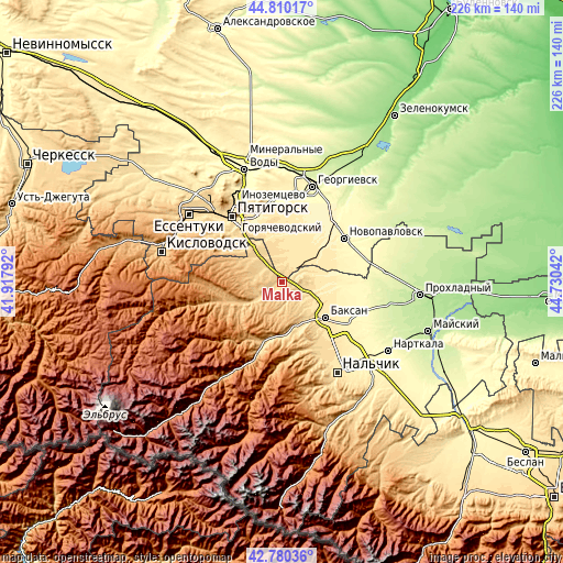 Topographic map of Malka