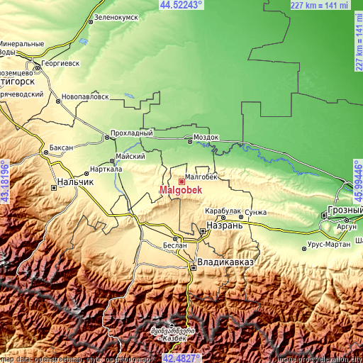 Topographic map of Malgobek