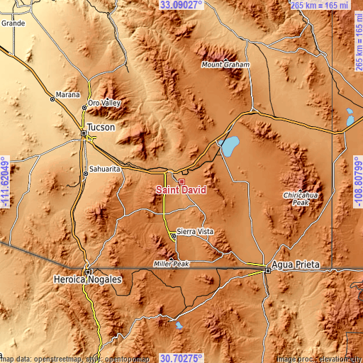 Topographic map of Saint David