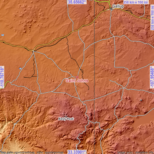 Topographic map of Saint Johns