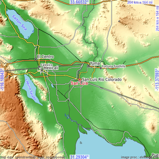 Topographic map of San Luis