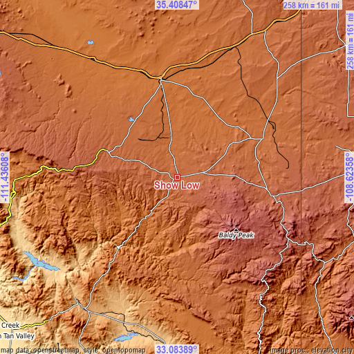 Topographic map of Show Low