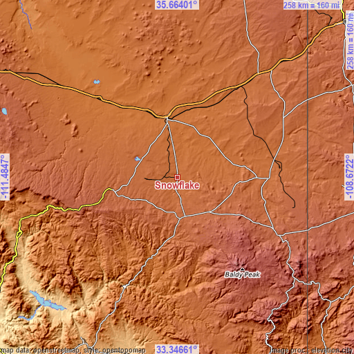 Topographic map of Snowflake