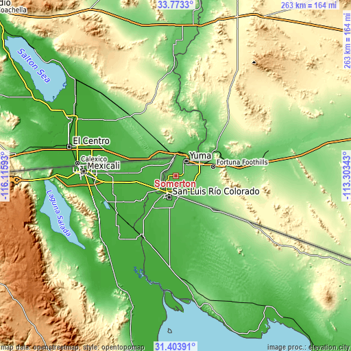 Topographic map of Somerton