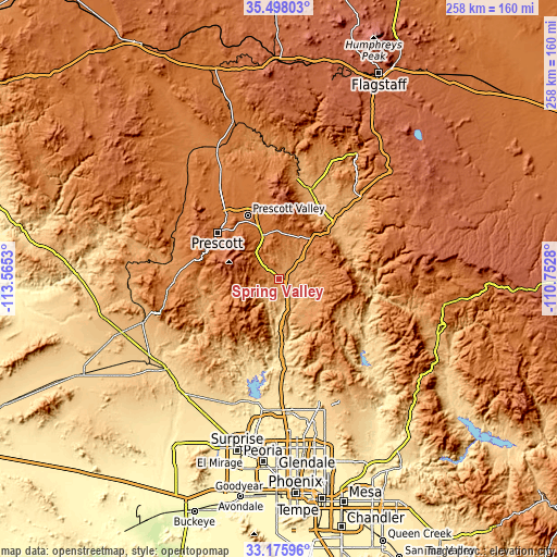 Topographic map of Spring Valley