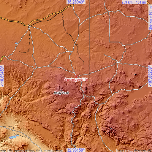 Topographic map of Springerville