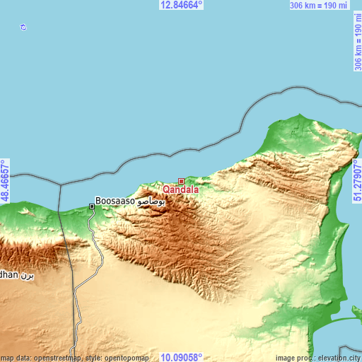 Topographic map of Qandala