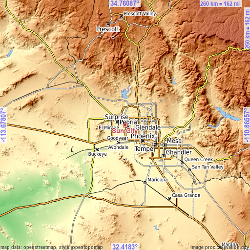 Topographic map of Sun City