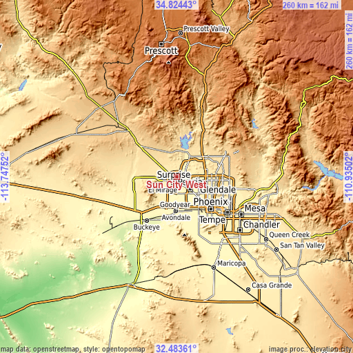 Topographic map of Sun City West