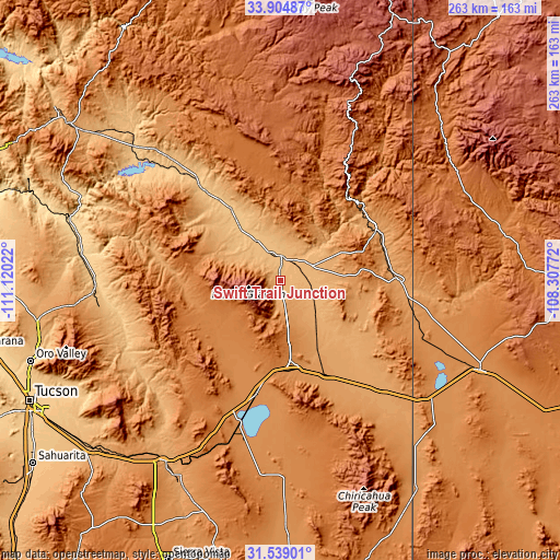 Topographic map of Swift Trail Junction