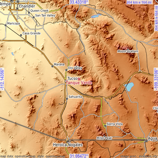 Topographic map of Tanque Verde