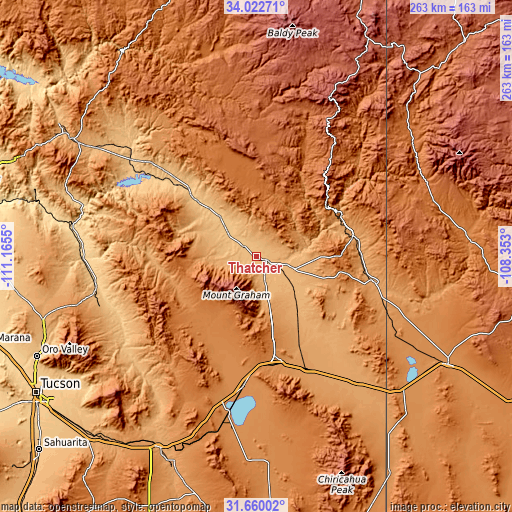 Topographic map of Thatcher