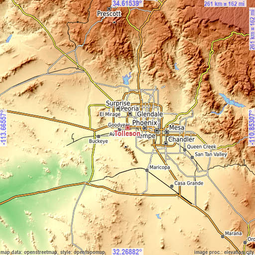 Topographic map of Tolleson