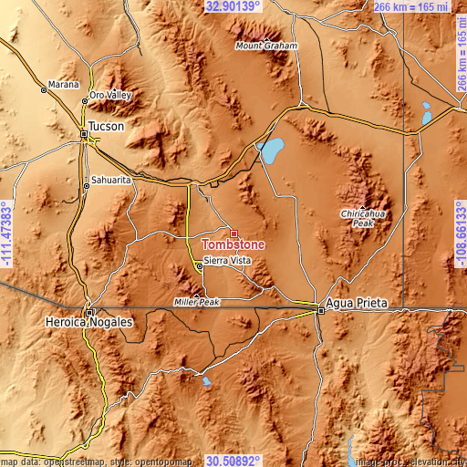 Topographic map of Tombstone