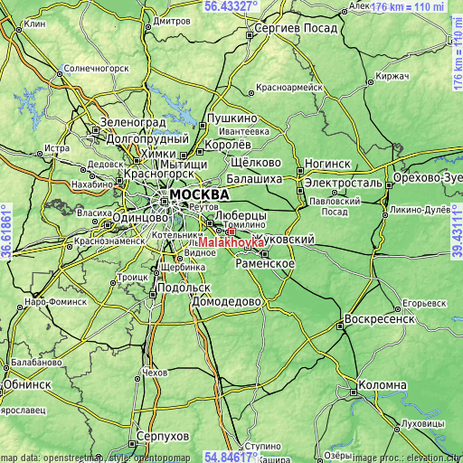 Topographic map of Malakhovka