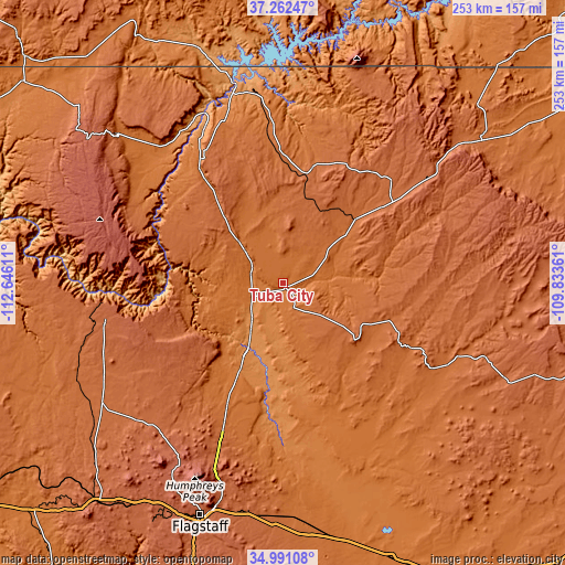 Topographic map of Tuba City