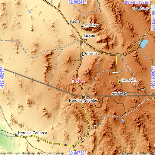 Topographic map of Tubac