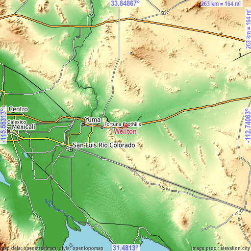 Topographic map of Wellton