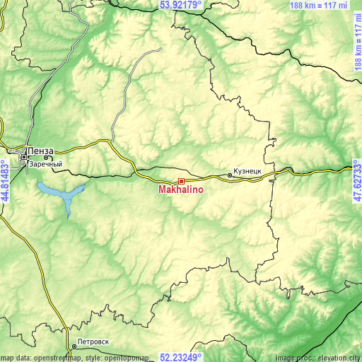 Topographic map of Makhalino