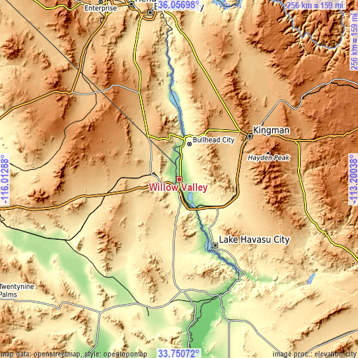 Topographic map of Willow Valley