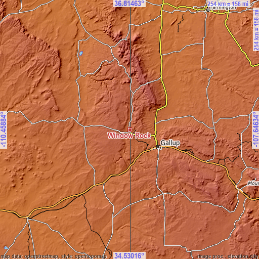 Topographic map of Window Rock