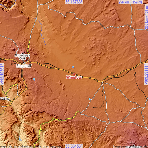 Topographic map of Winslow