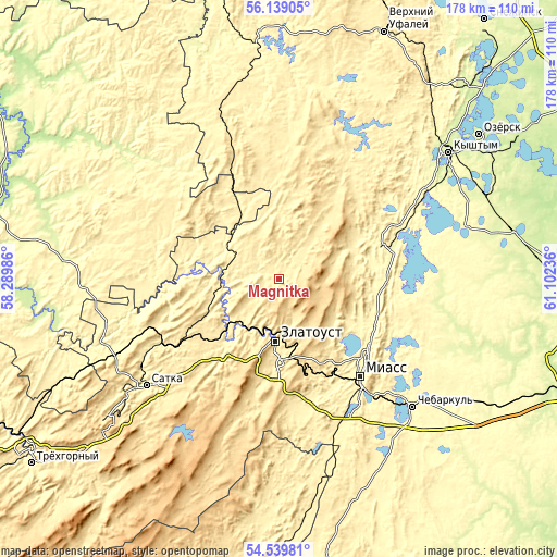 Topographic map of Magnitka