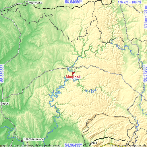 Topographic map of Maginsk