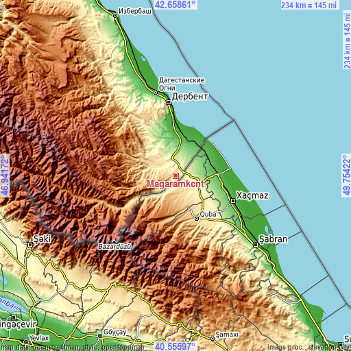 Topographic map of Magaramkent