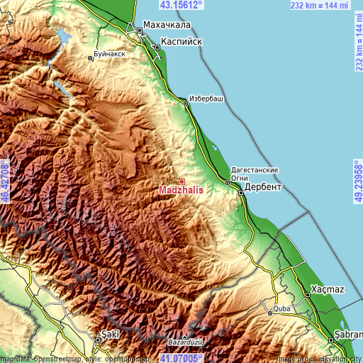 Topographic map of Madzhalis